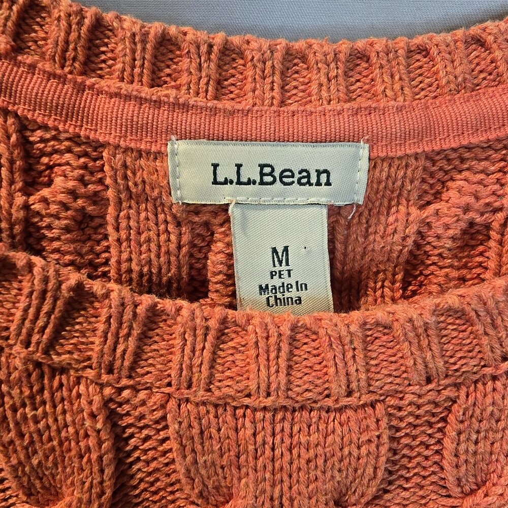 Vintage L.L. Bean Sweater Size Medium Orange Knitted - Picture 2 of 6